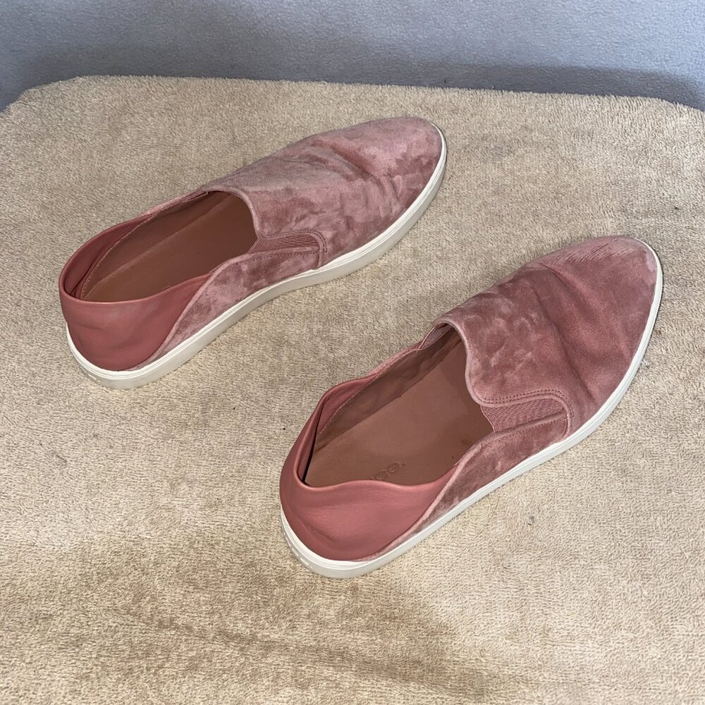 Vince Mauve Pink Suede Slip-On Sneakers Women’s 8.5 | Leather Lined Casual Flats - Picture 6 of 7